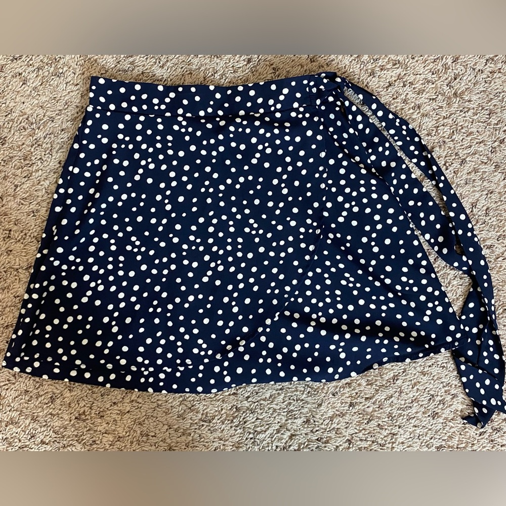 Lulu’s Navy Polka Dot Wrap Skirt